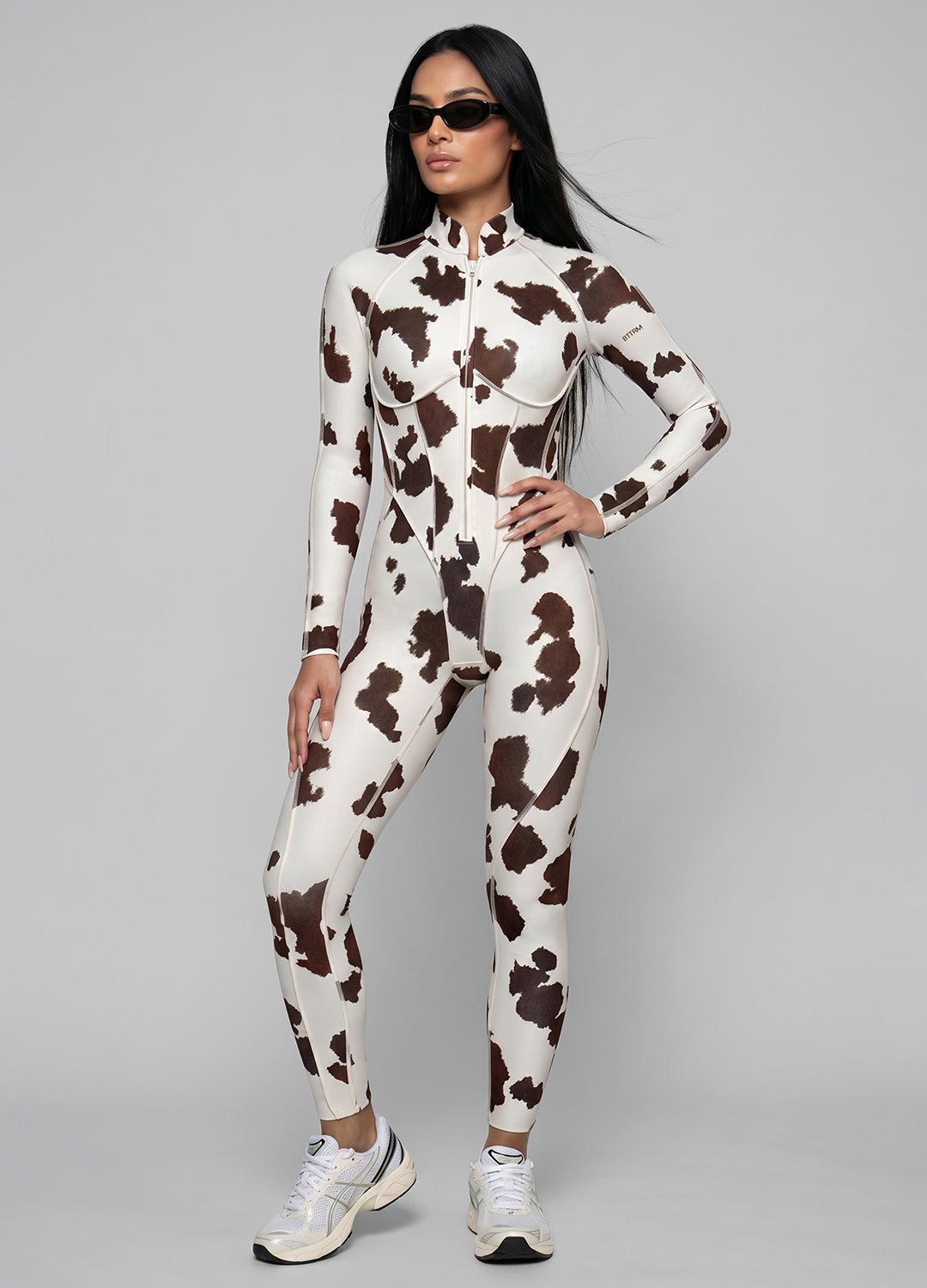 Mocha Cow Closed-Back Catsuit