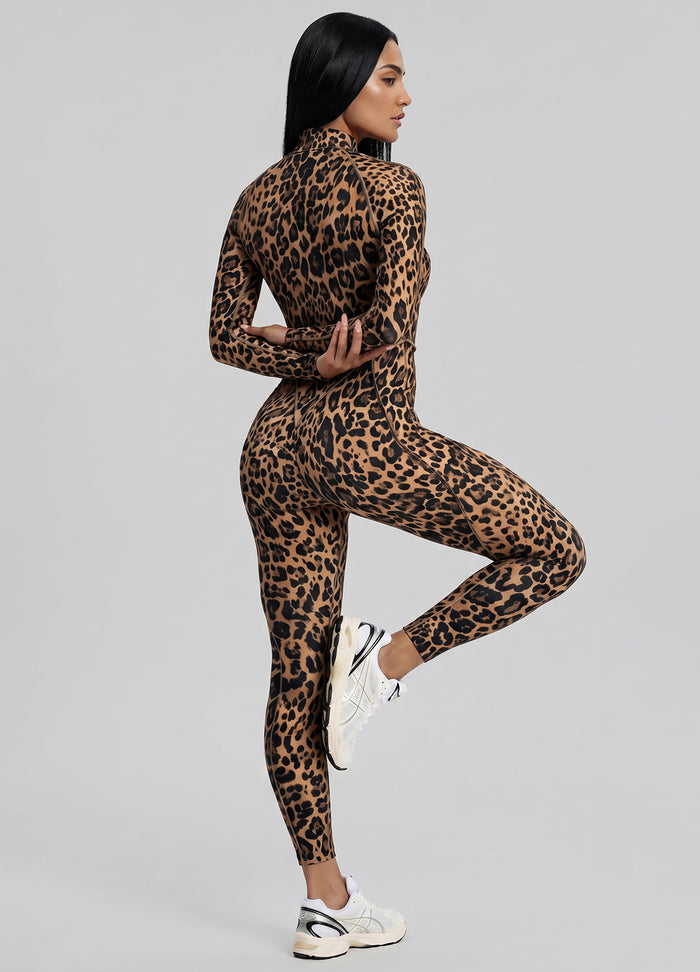 Golden Leopard Closed-Back Catsuit