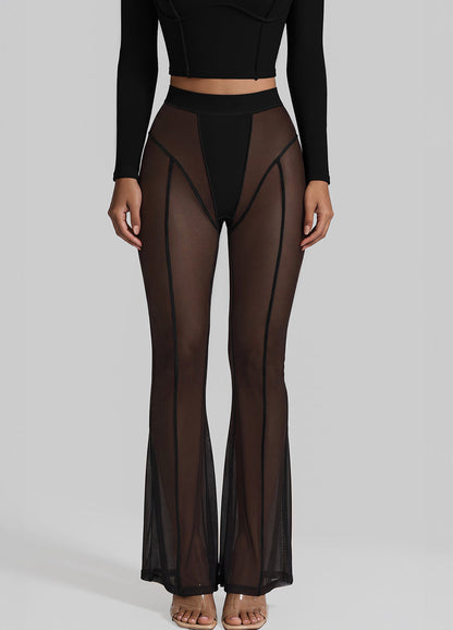 Semi-Sheer Contour Flare Leggings