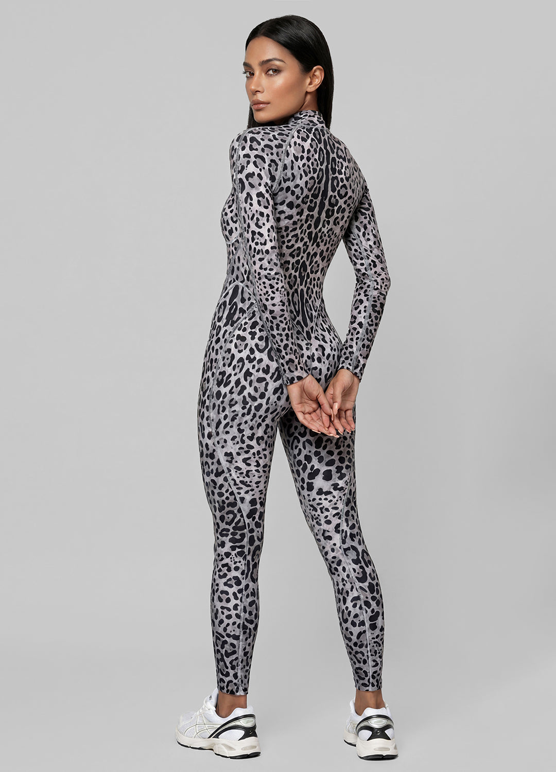 Snow Leopard Closed-Back Catsuit