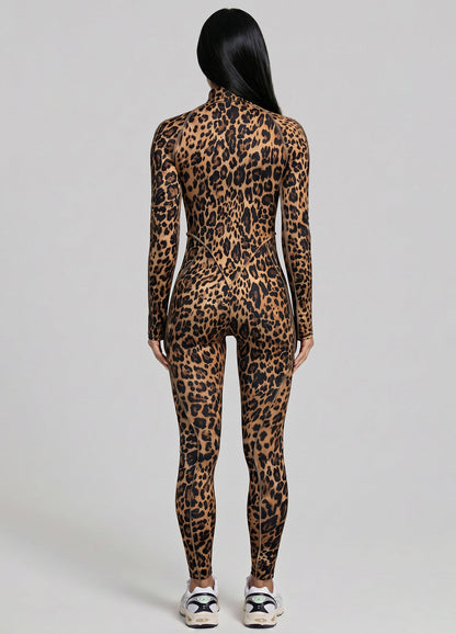 Golden Leopard Closed-Back Catsuit