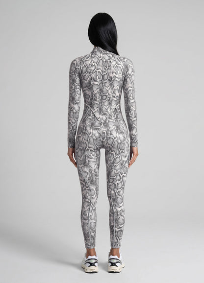 Silver Snake Closed-Back Catsuit