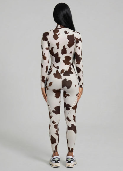 Golden Leopard Closed-Back Catsuit