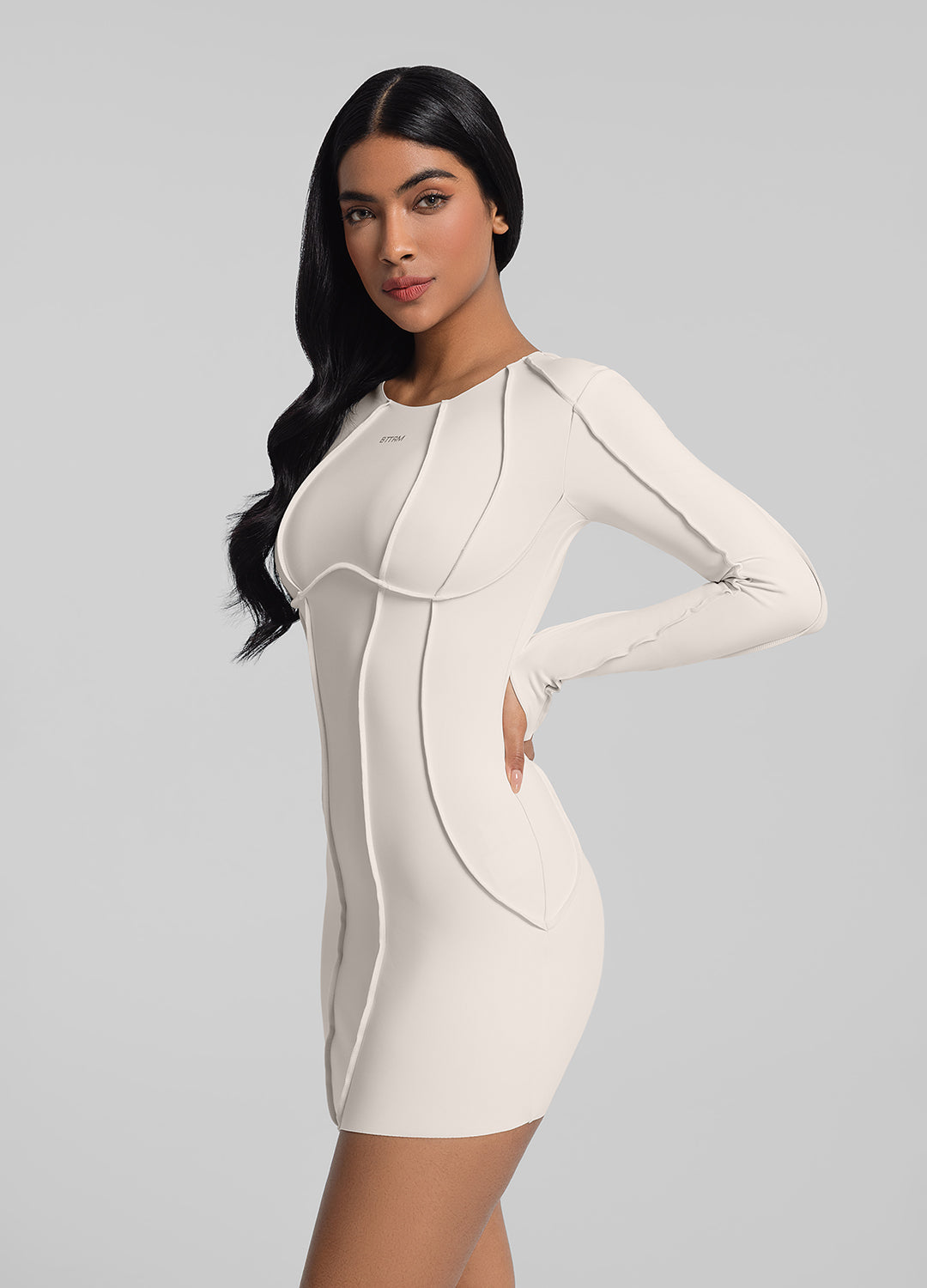 Curved Stitching Mini Dress (DEV)