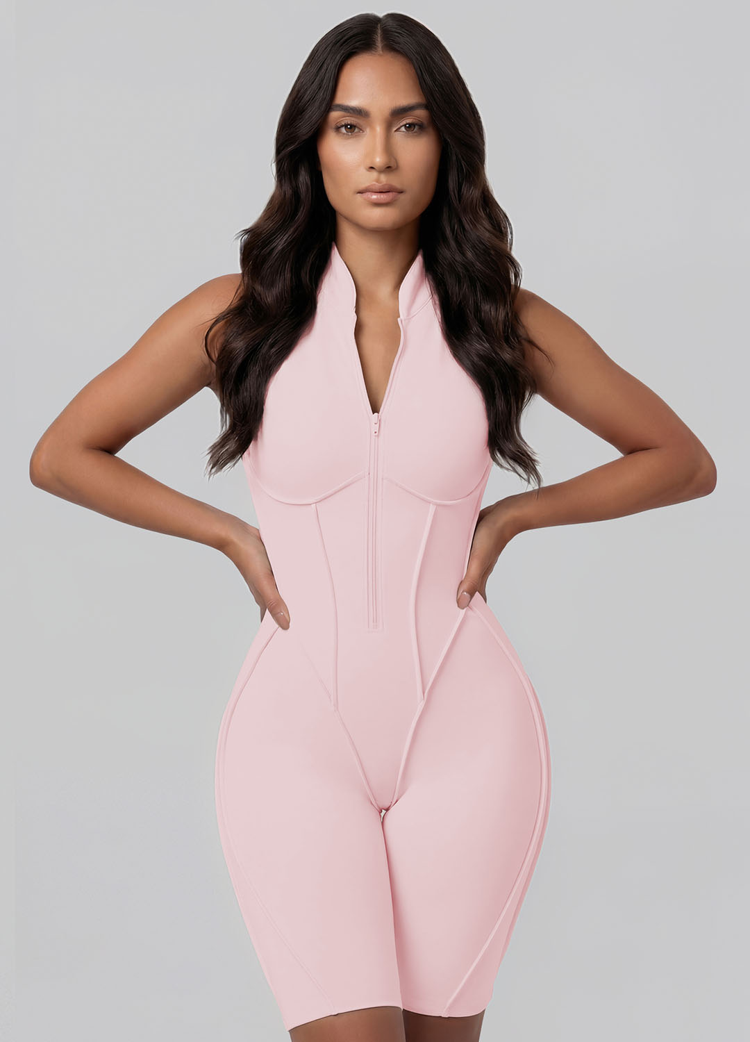 Closed-Back Sleeveless Shorts Catsuit