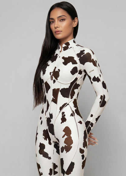 Golden Leopard Closed-Back Catsuit
