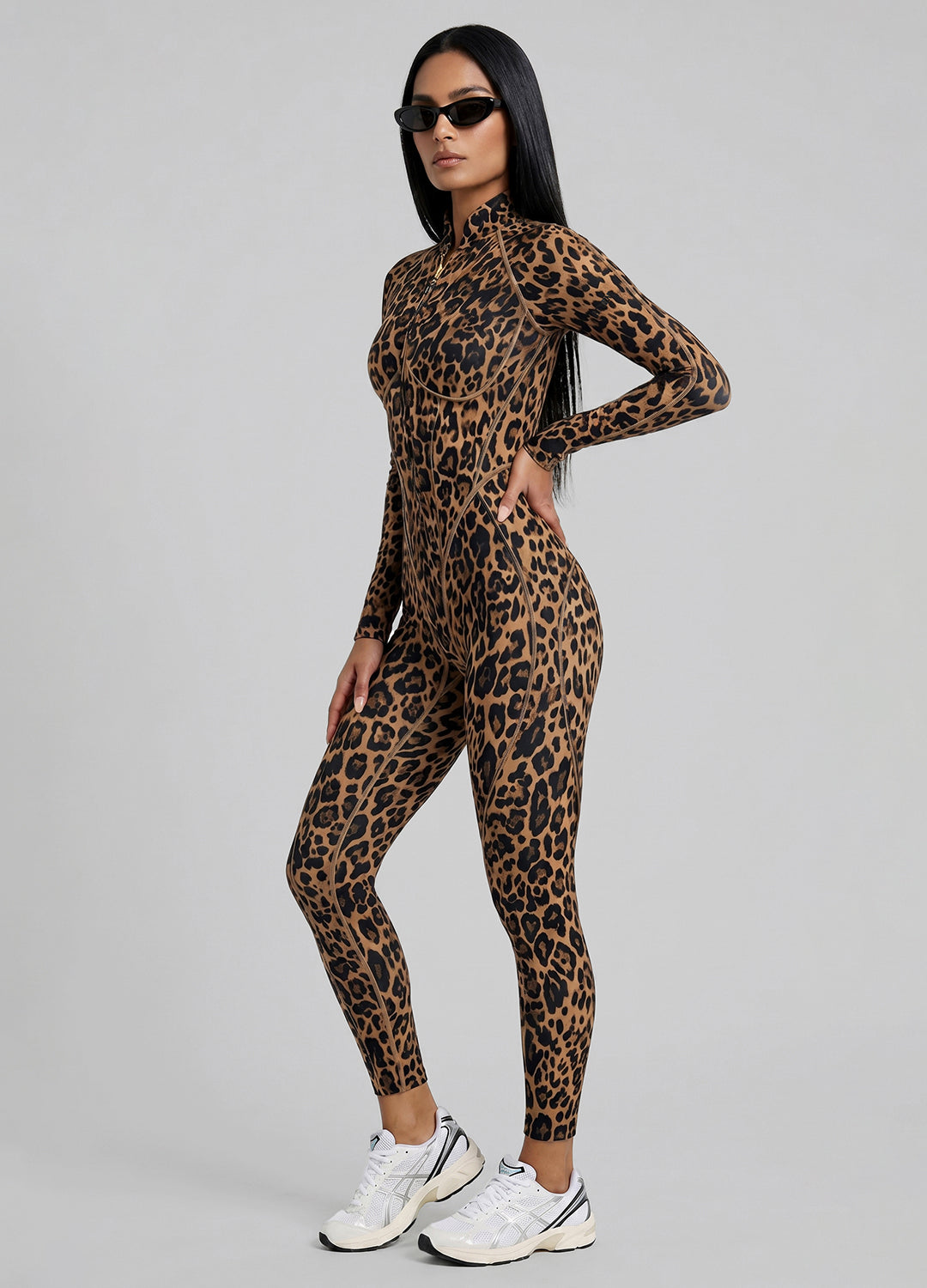 Golden Leopard Closed-Back Catsuit