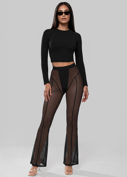 Semi-Sheer Contour Flare Leggings