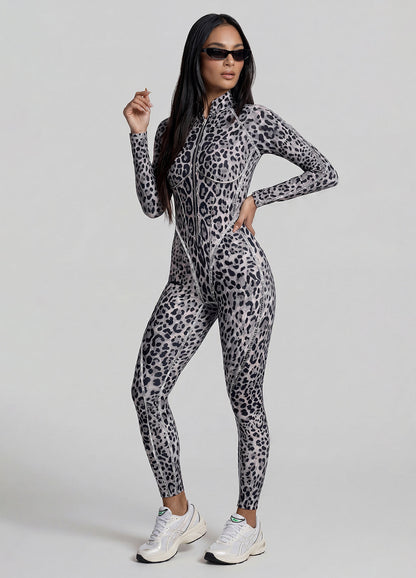 Golden Leopard Closed-Back Catsuit