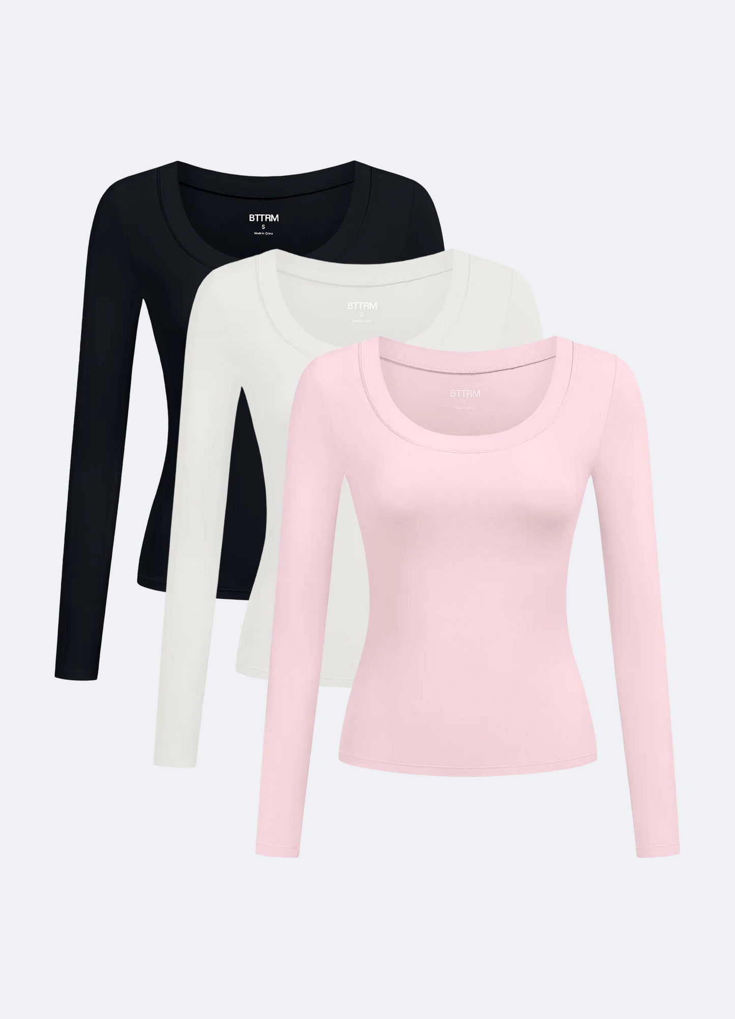 Scoop Neck Long Sleeve Top 3-Pack